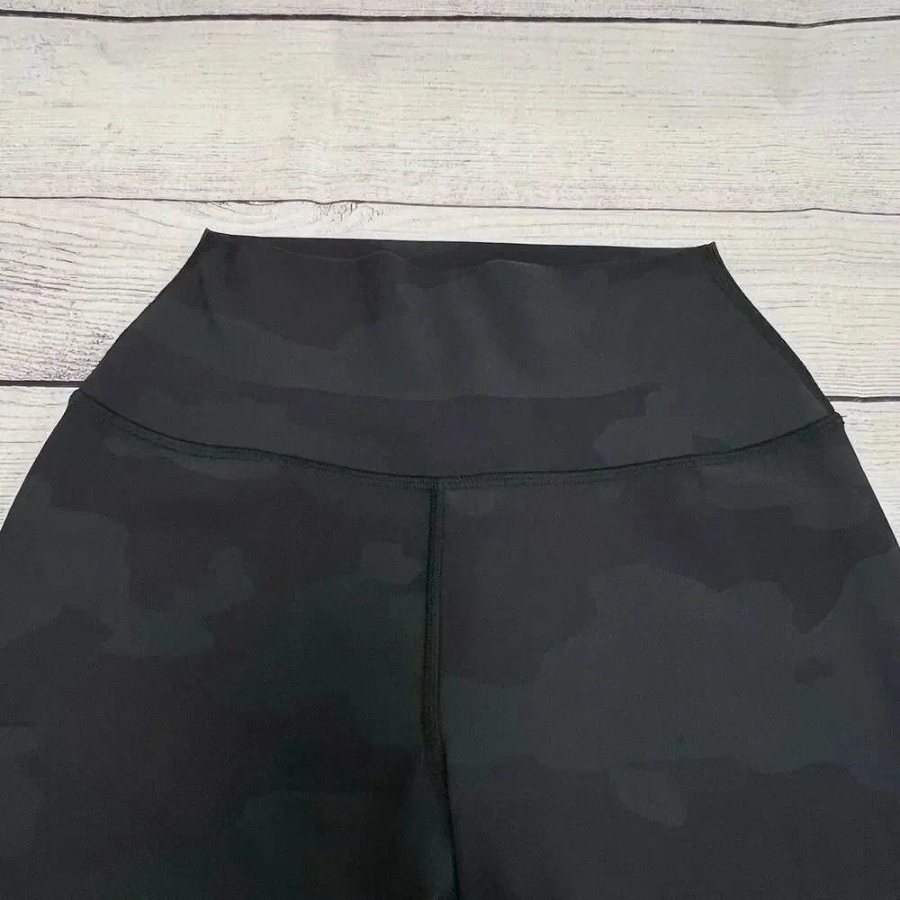 Alo Yoga High Waist Camp Vapor Leggings Black Green Camouflage Athletic Pants XS